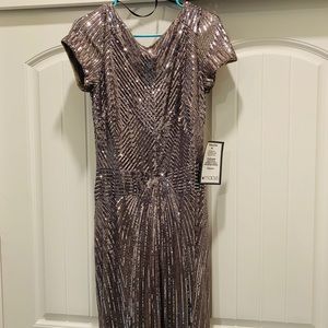 Betsy Adam Sequins formal gown cap sleeve